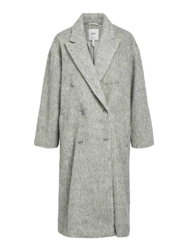 New Deals Belice Long Sleeve Coat Light Grey Melange