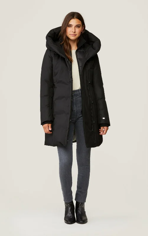 Limited Stock CAMELIA slim fit brushed down coat with leather trims