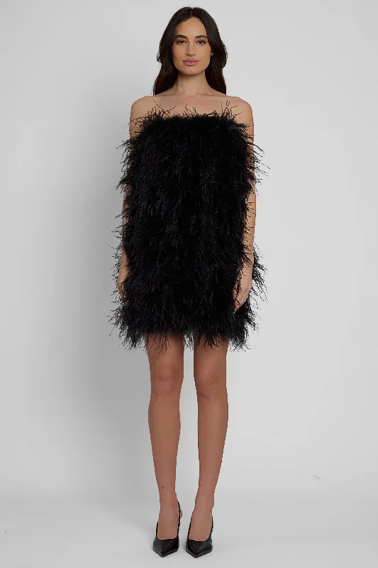 Quick Sale Cloud Feather Mini Dress - Black