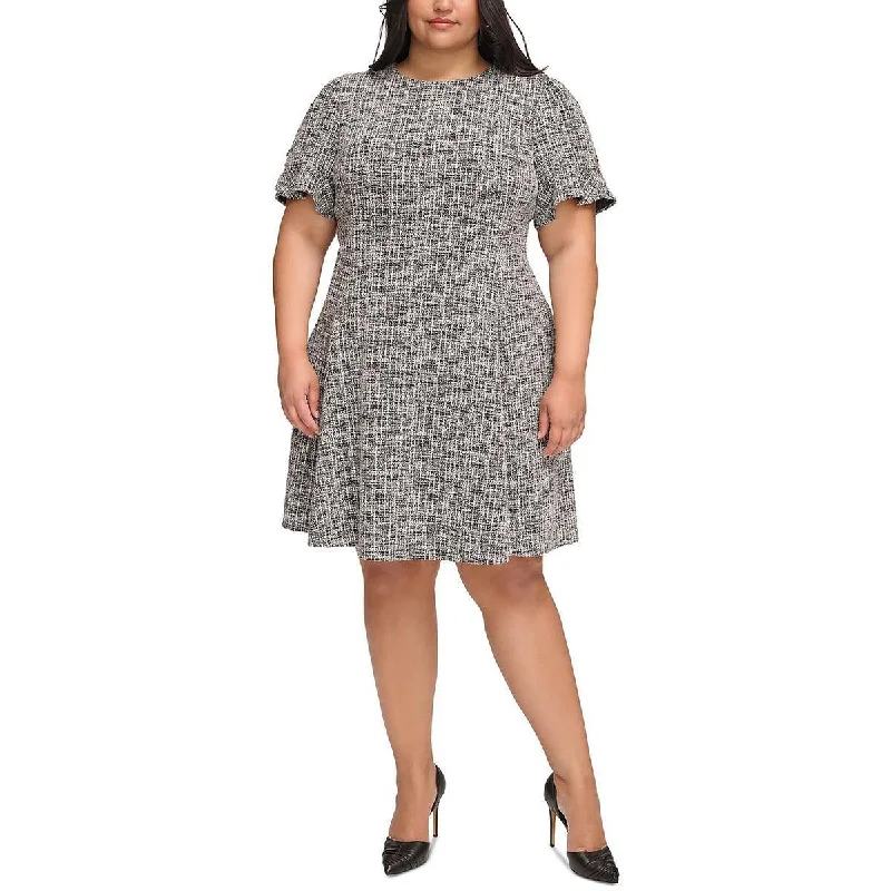 Buy More, Save More Plus Womens Printed Knit Fit and Flare Dress