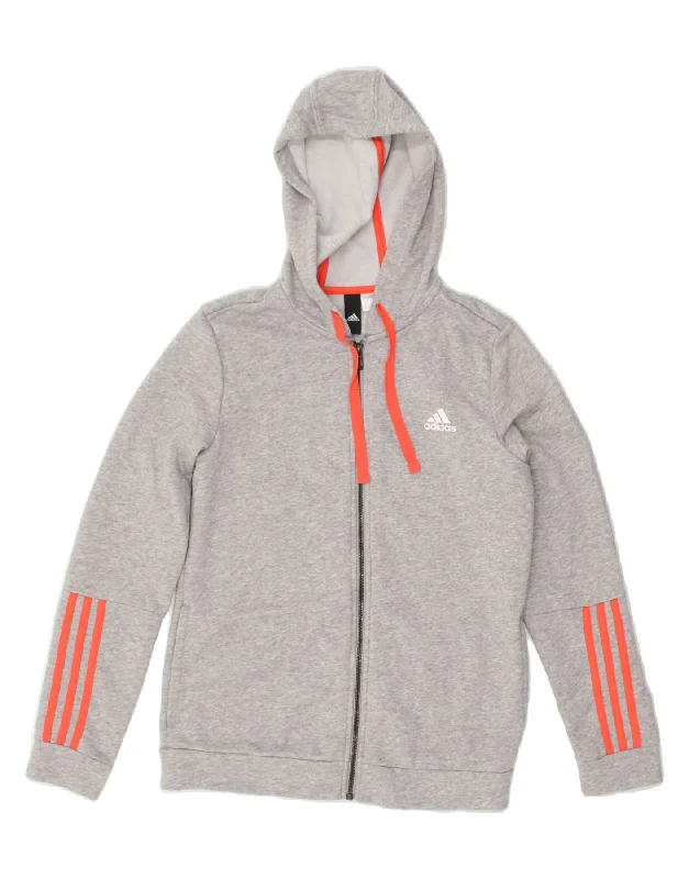 Super Savings ADIDAS Womens Zip Hoodie Sweater UK 14 Large Grey