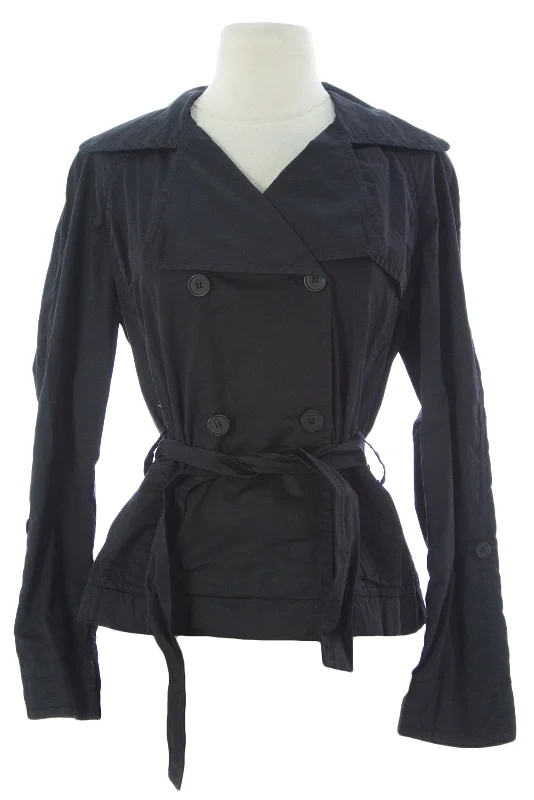 Price Drop ADD Women's Black Belted Double Breasted Jacket OAW347 $250 NEW