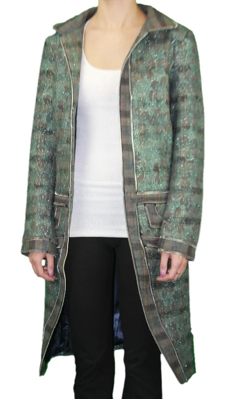 Closeout CUSTO BARCELONA Women's Floral Plaid No-Zip Jacket RT592597 $1,331 NWT