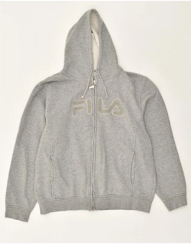 Special Buy FILA Womens Graphic Zip Hoodie Sweater UK 20 2XL Grey Cotton