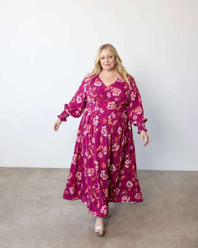 Closeout Rebecca Maxi Dress | Bordeaux Print