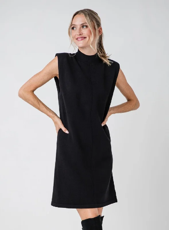 Discount Extravaganza Skies Are Blue Mock Neck Sleeveless Knit Dress