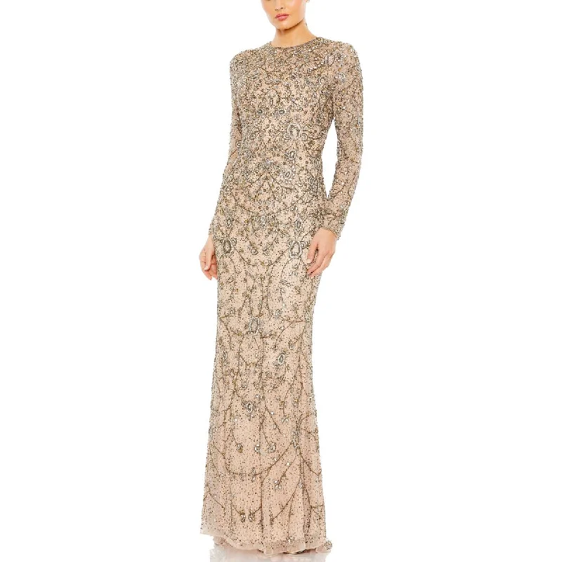 New Deals Womens Beaded Maxi Evening Dress