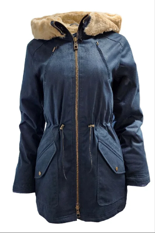 Big Discounts HoodLamb Women's Midnight Blue Natural Hemp Hooded Warm Parka 420 NWT