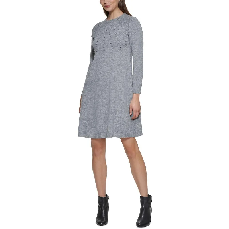 Flash Deals Petites Womens Knit Short Sweaterdress