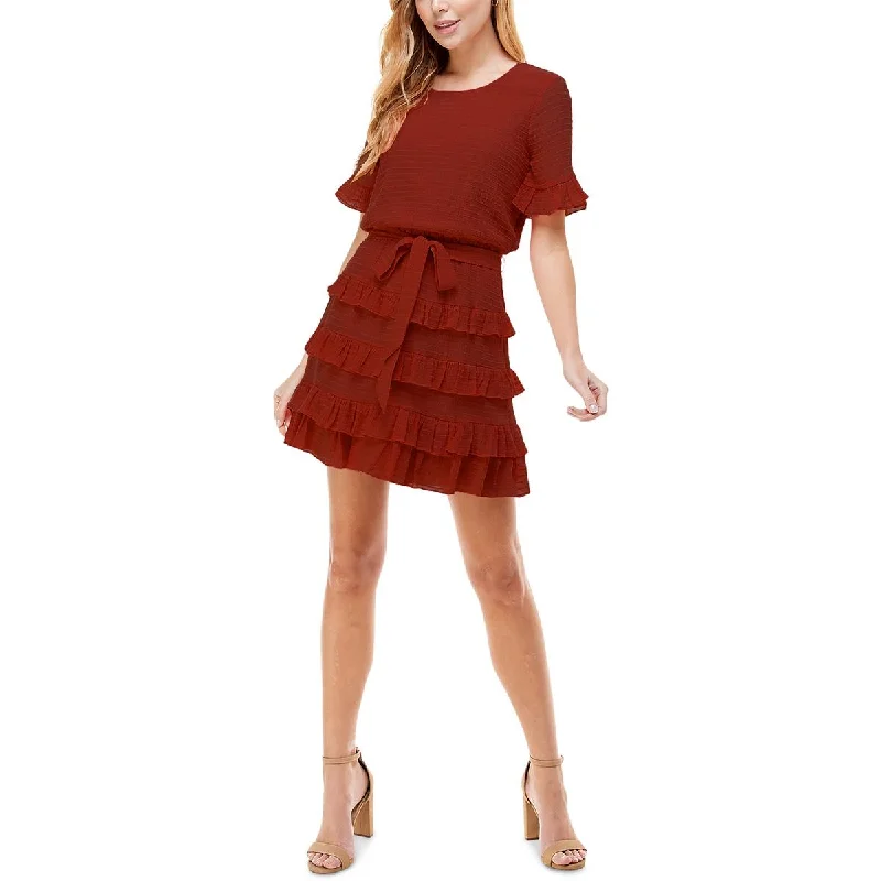 Discount Deals Juniors Womens Tiered Ruffled Fit & Flare Dress