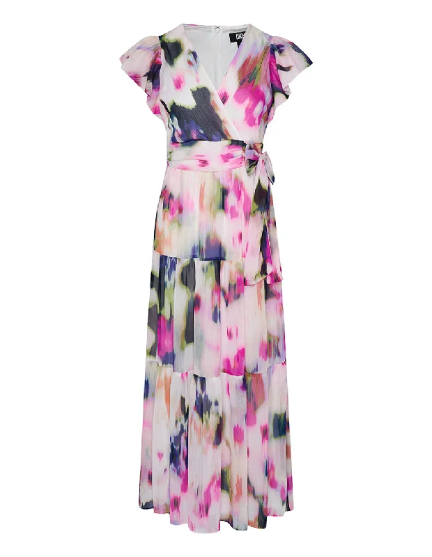 Midnight Sale Printed Crinkle Chiffon Ruffle Dress