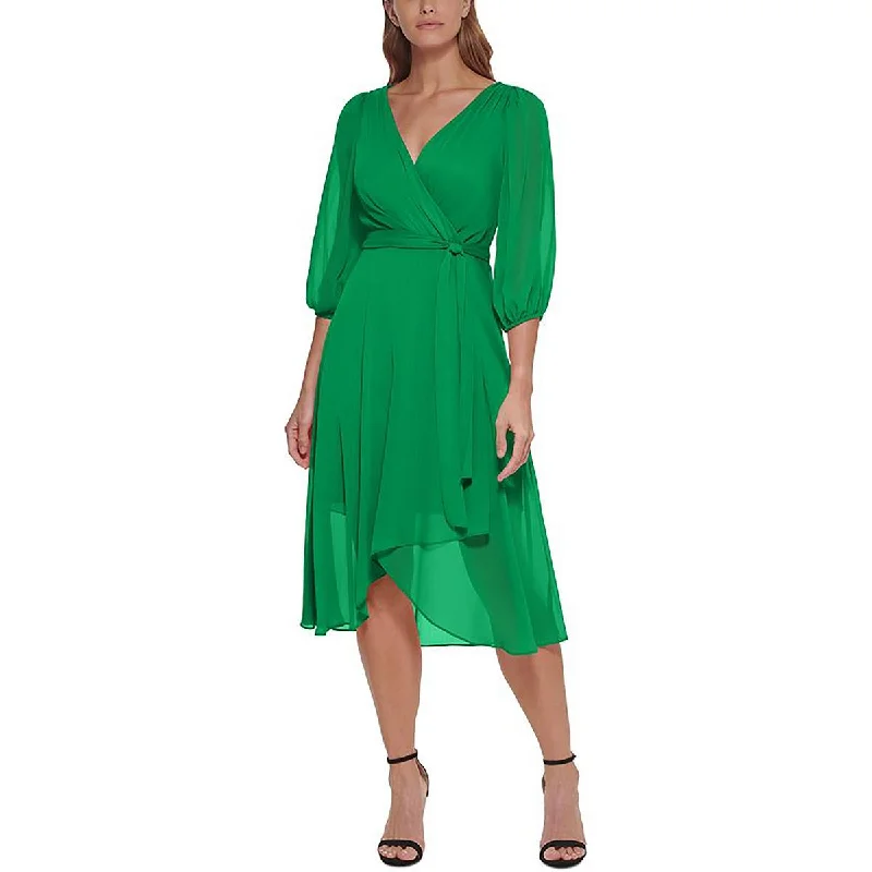 Weekend Special Womens Surplice Faux Wrap Midi Dress