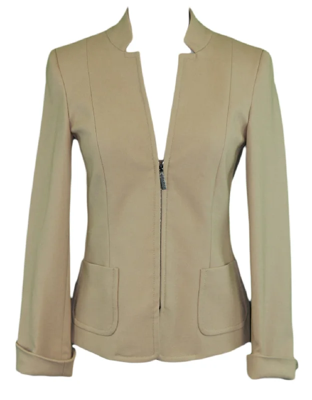 Incredible Offers SEVENTY Women's Camel Zip Up Long Sleeve Jacket Blazer 7802200 $372 NWOT