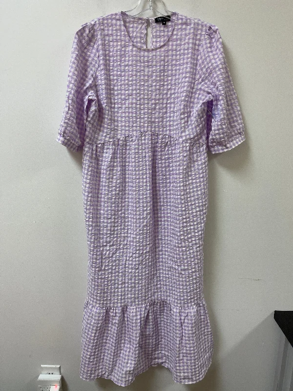 Unbeatable Prices Dress Casual Midi By Clothes Mentor In Purple & White, Size: L