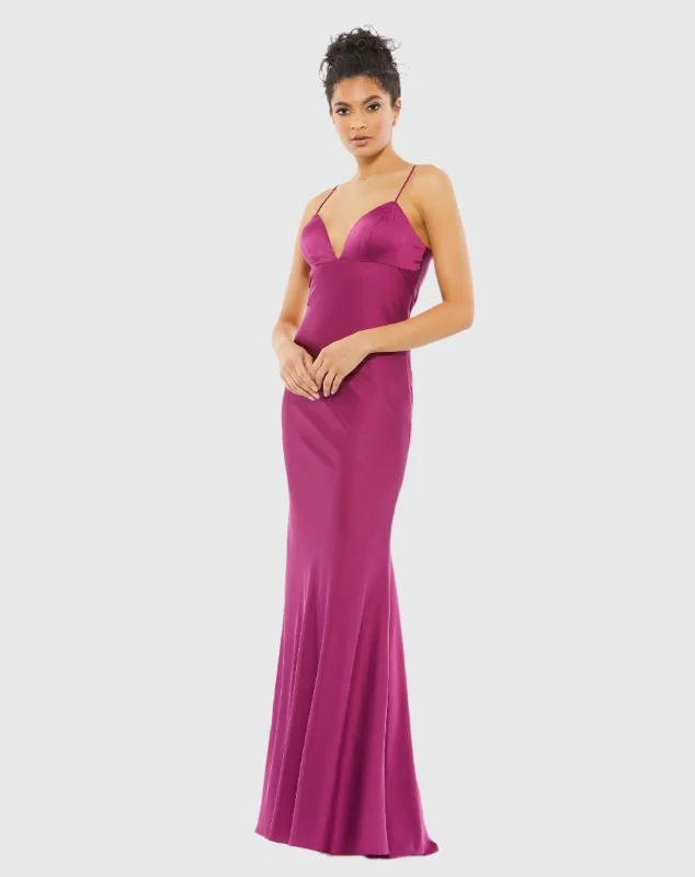 Don't Miss V-neck Sleeveless Charmeuse Gown
