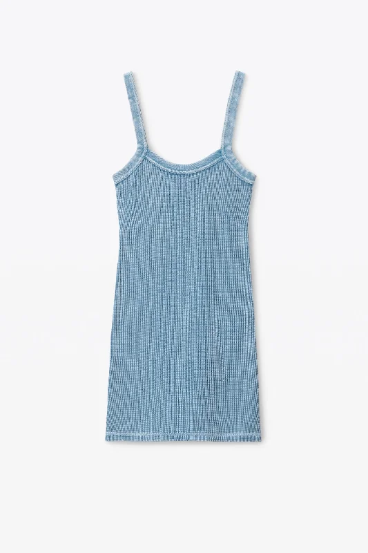 Last Chance Minidress In Waffle-Knit Cotton Stretch