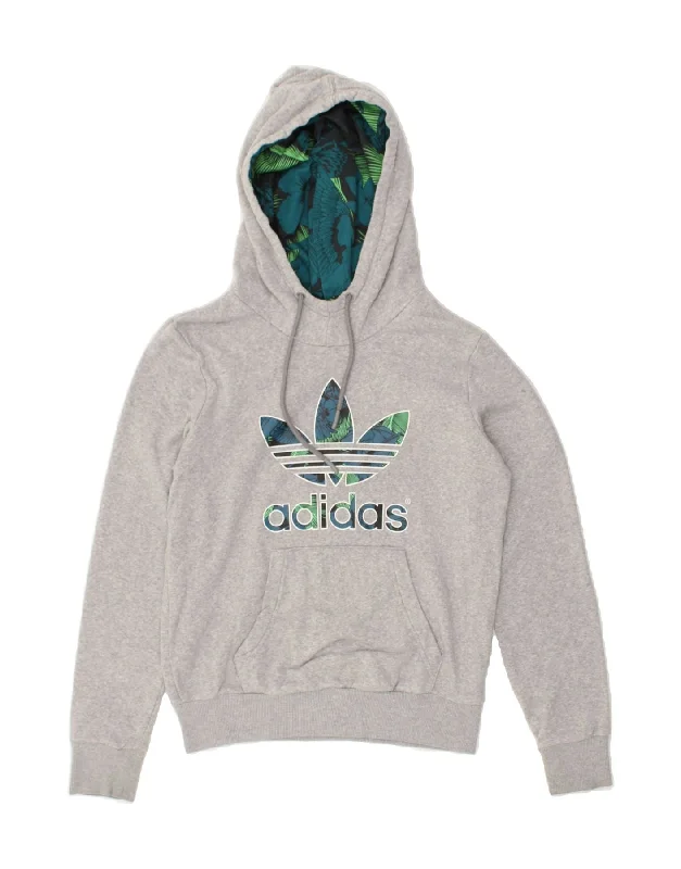 Today’s Special ADIDAS Womens Graphic Hoodie Jumper UK 8 Small Grey Cotton
