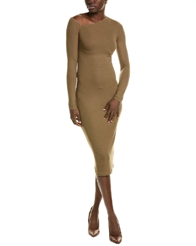 Online Specials Enza Costa Angled Silk-Blend Midi Dress