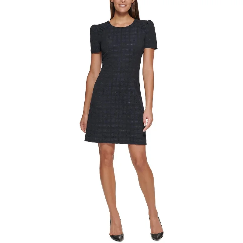 Final Clearance Womens Plaid Above Knee Shift Dress