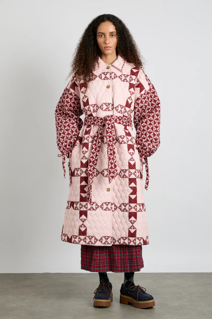 Daily Deals Dahlia Quilted Coat Pink/Red Patchwork Print