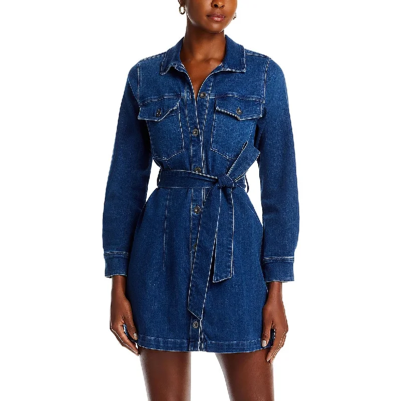 Exclusive Offers Kennady Womens Denim Mini Shirtdress