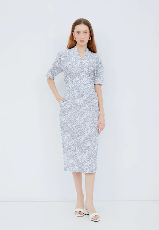 New Deals SAKURA さくら GREY Kimono Pencil Dress BATIK