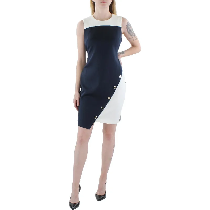 Limited Availability Petites Womens Sleeveless Asymmetric Bodycon Dress