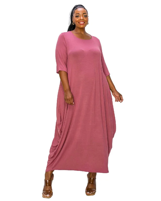 New Markdowns Evelyn Bubble Hem Pocket Dress | Mauve Dk