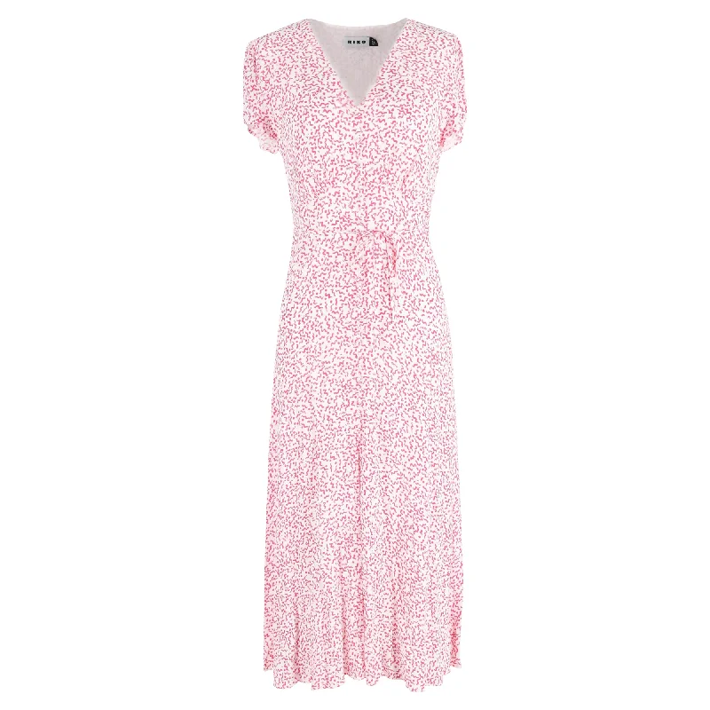 Price Drop Rixo Patterned Aspen Maxi Dress in Pink Viscose