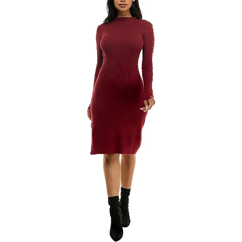Take Advantage Juniors Womens Knee-Length Embellished Sweaterdress