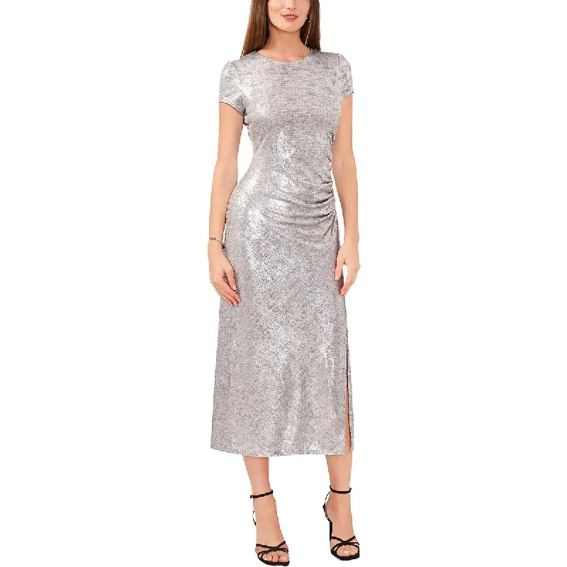 Deal Dash Womens Metallic Midi Cocktail And Party Dress