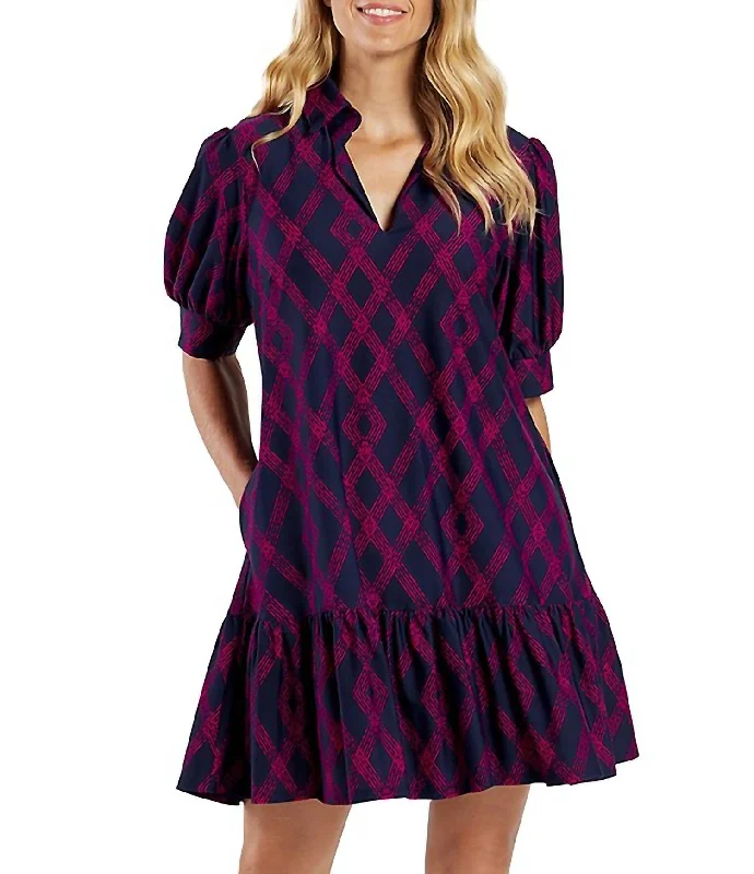 Super Savings Tierney Dress In Diamond Lattice Navy
