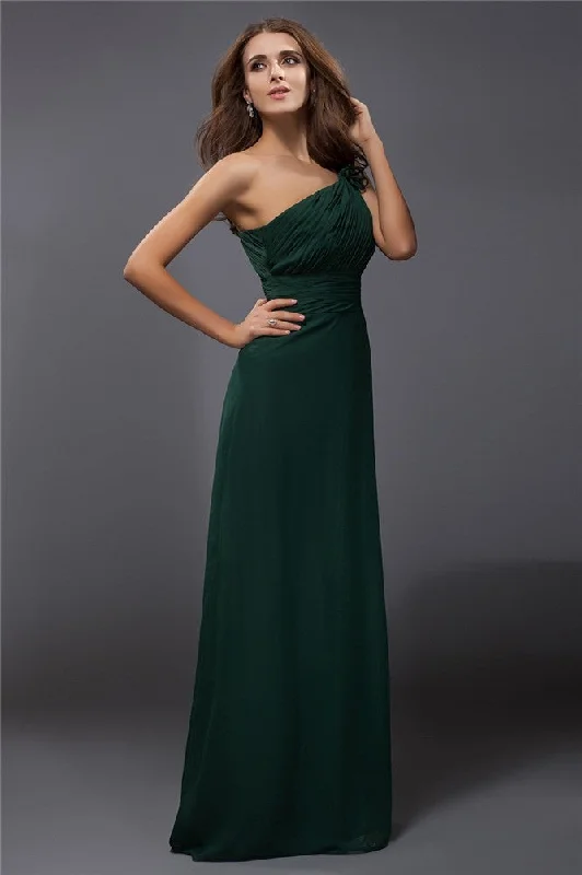 Special Savings Sheath/Column One-Shoulder Ruffles Sleeveless Long Chiffon Dresses