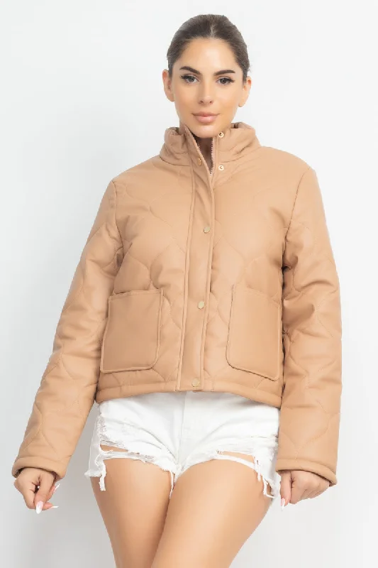 Inventory Reduction Mock Neck Quilted Jacket
