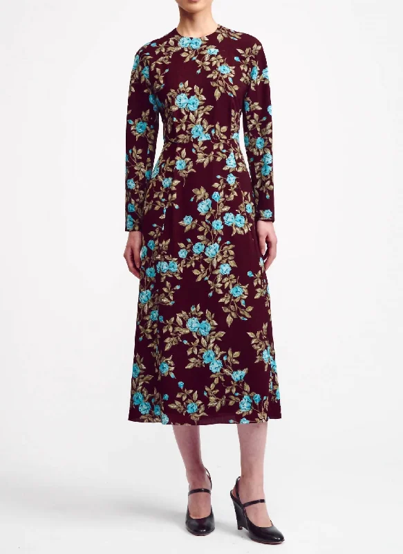 Special Offer Roland Floral Printed Dress In Turquoise Crepe Georgette