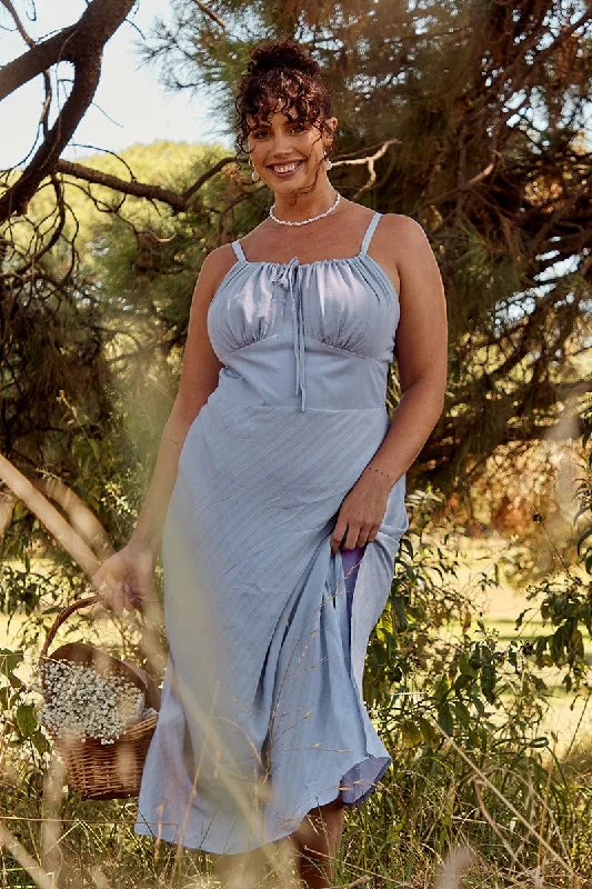 Friends and Family Sale Purple Midi Dress Sleeveless Ruched Bust