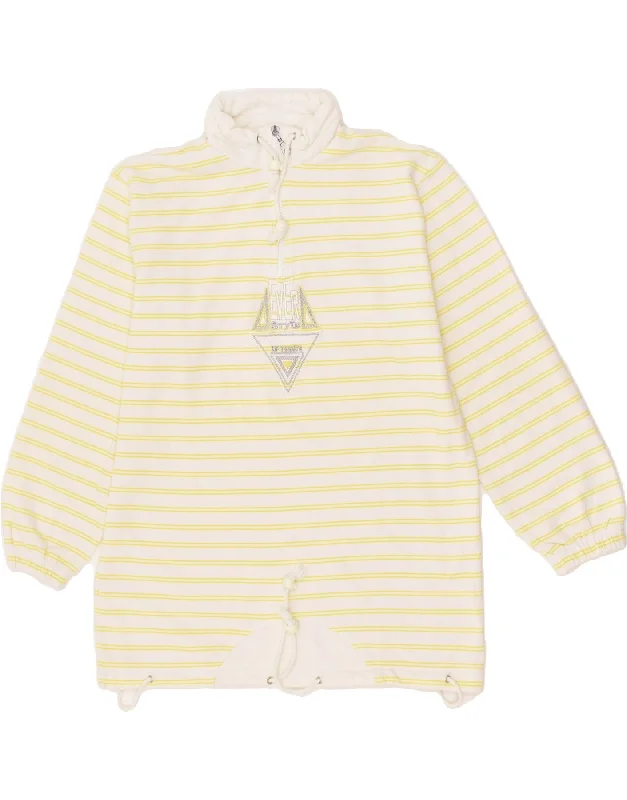 Discount Mania VINTAGE Womens Zip Neck Sweatshirt Jumper Size 38/40 Medium White Striped Discount Mania VINTAGE Womens Zip Neck Sweatshirt Jumper Size 38/40 Medium White Striped