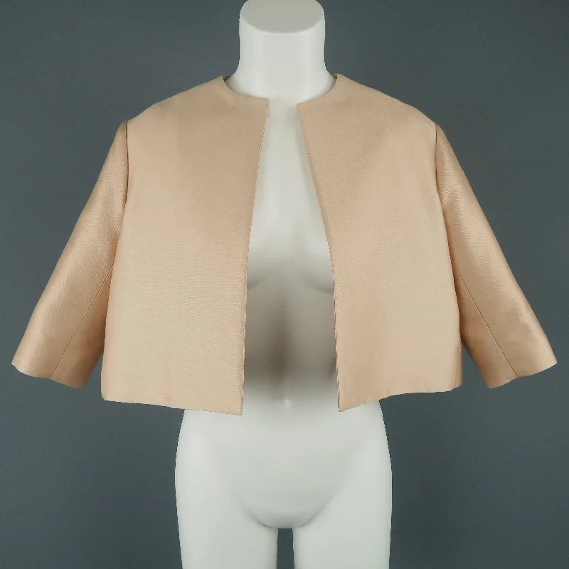 Seasonal Clearance GIAMBATTISTA VALLI Size XS Pink Cotton / Silk Cropped A Line Bolero Jacket