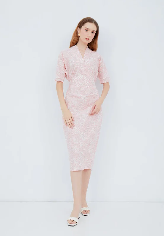 New Markdowns SAKURA さくら BLUSH Kimono Pencil Dress BATIK