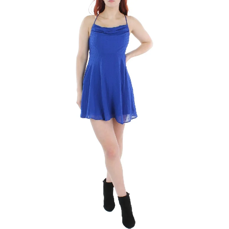 Crazy Deals Juniors Womens Swiss Dot Chiffon Mini Dress