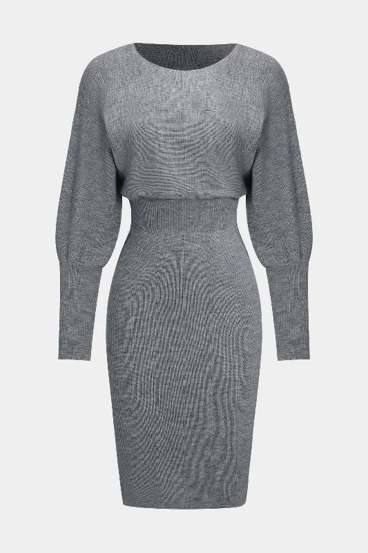 Today Only Knitted Round Neck Long Sleeve Dress