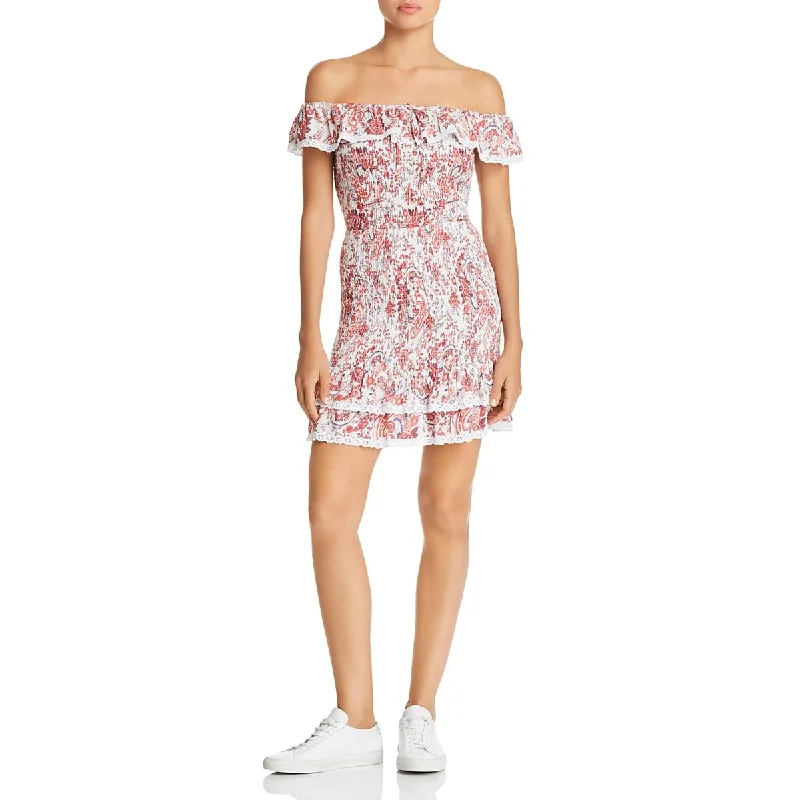 Exclusive Savings Womens Off-The-Shoulder Casual Mini Dress