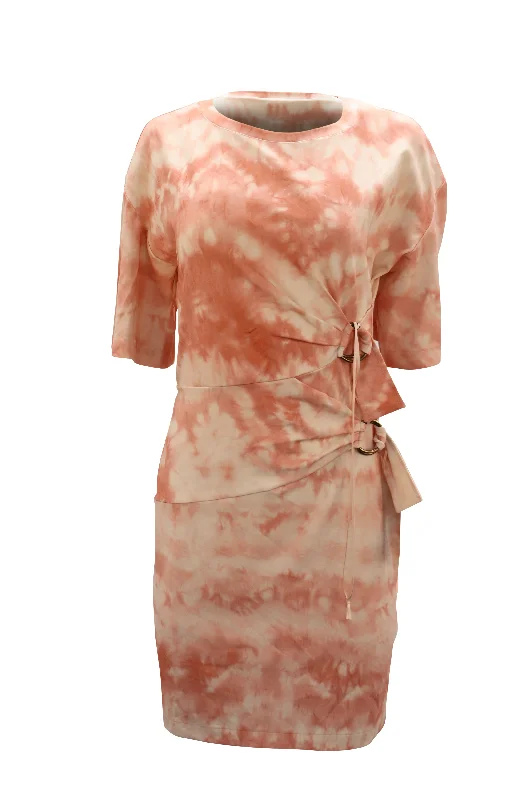 New Arrival Roberto Cavalli Knitted Tie-Dye Dress with Buckle in Pink Viscose