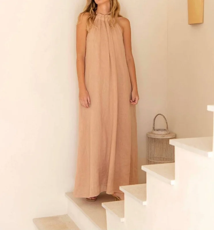 Exclusive Deal Linen Gauze Dress In Dusty Coral