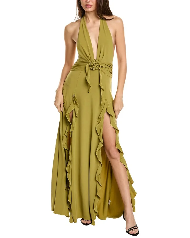 Discount Deals WeWoreWhat Halter Ruffle Maxi Dress