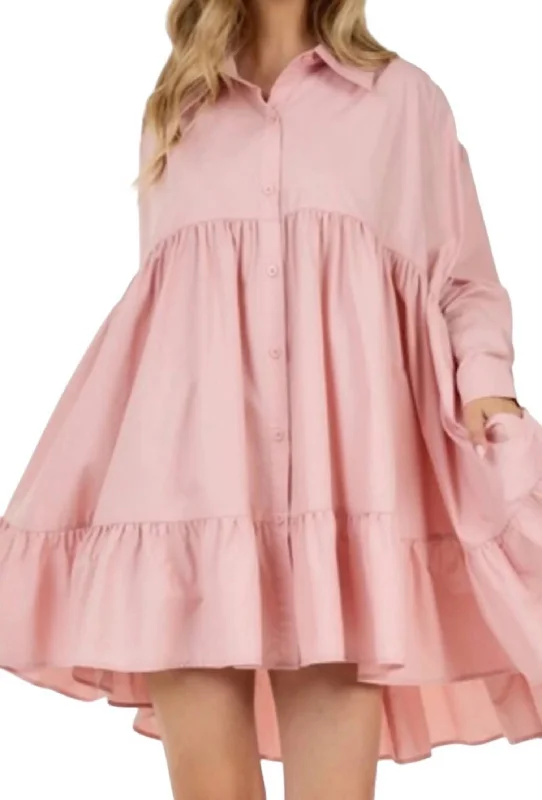 Best Deals Long Sleeve Loose Dress In Blush