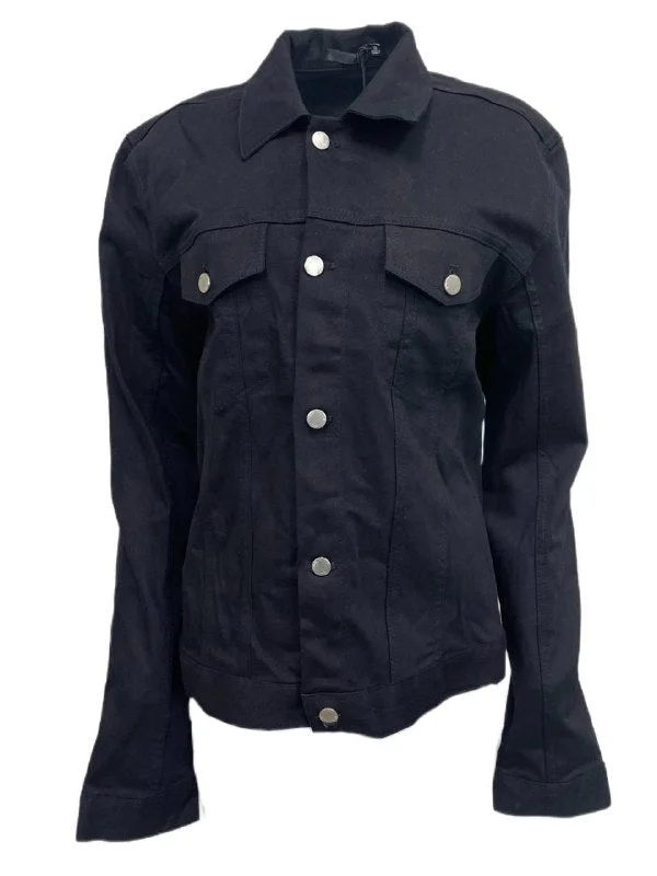 Steals and Deals BLK DNM Women's Black Freedom Back Patch Denim Jeans Jacket 5 Size XL NWT