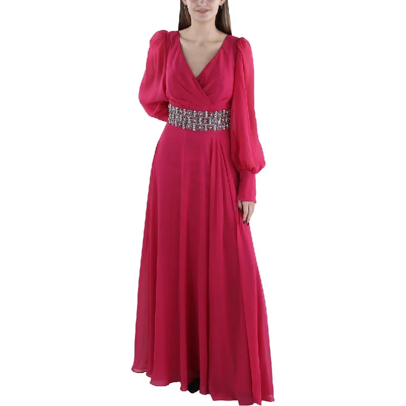 Buy More, Save More Womens Chiffon Embellished Evening Dress