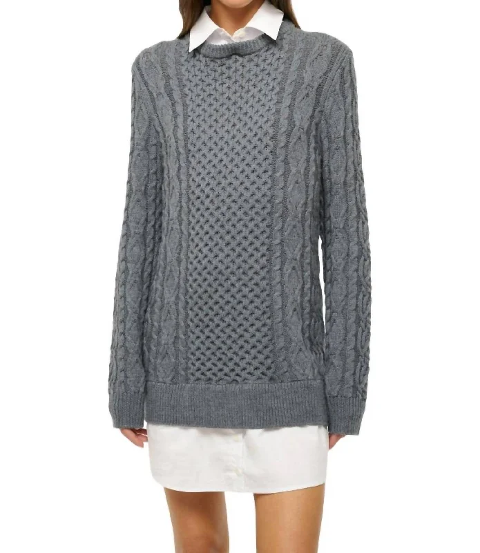 Deal Mania Aldrin Dress In Charcoal/white