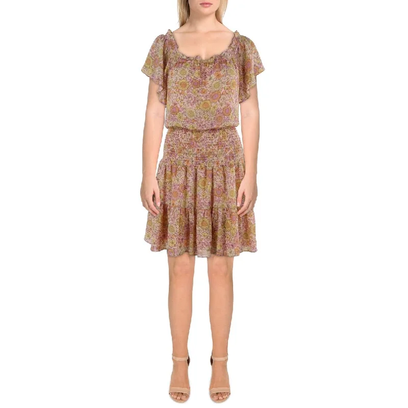 Take Advantage Womens Mini Smocked Fit & Flare Dress